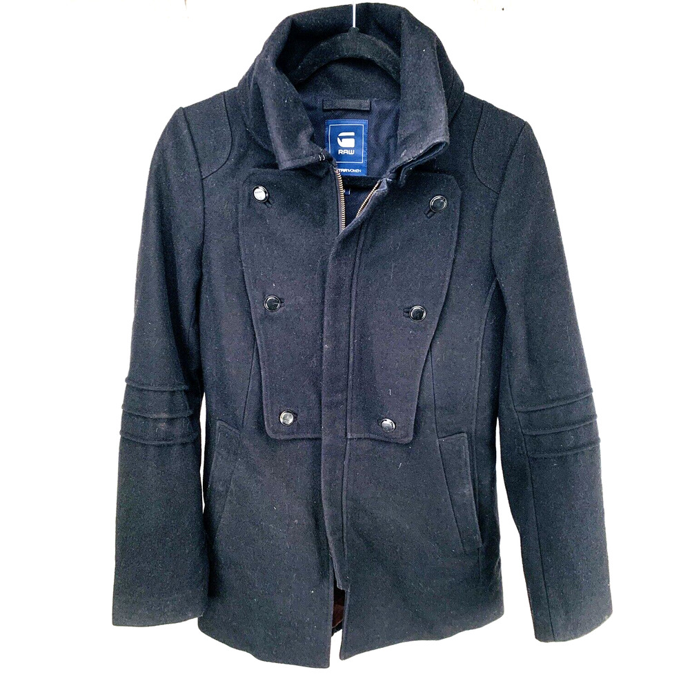 G Star Raw Coat Black Womens Size Small Wool Camden Jacket Vintage